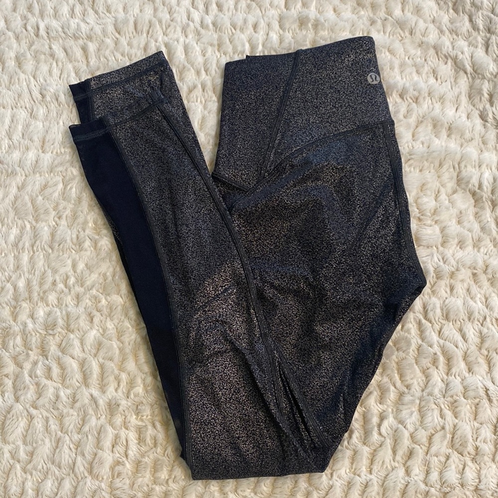 Metallic Lululemon Train Times leggings